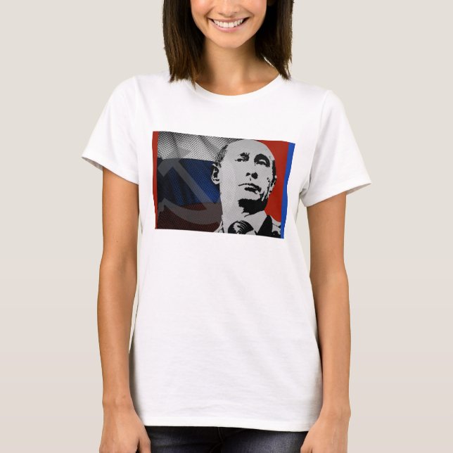 Putin med rysk Flagga T Shirt (Framsida)