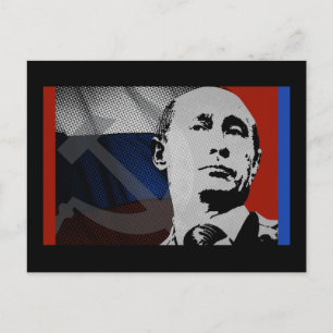 Putin med rysk Flagga Vykort