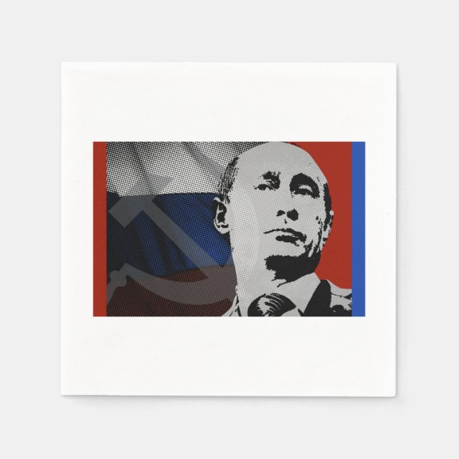 Putin med ryska flaggan pappersservett (Framsidan)