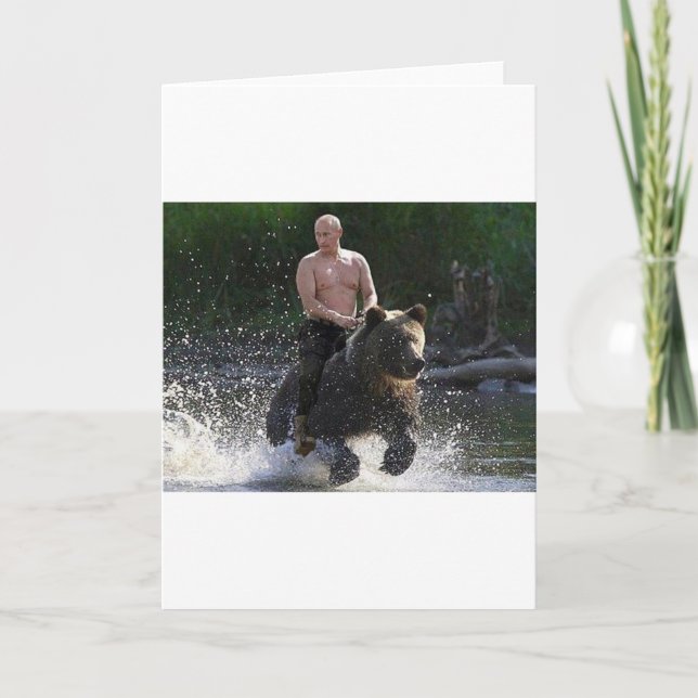 Putin rider en björn! kort (Framsida)