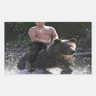 Putin rider en björn! rektangulärt klistermärke