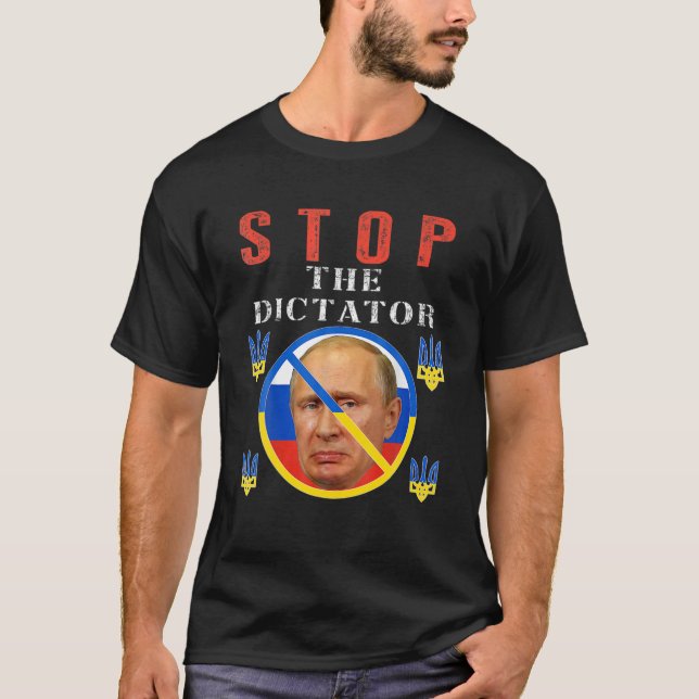 Putin, Stop Putin, Ukraina-Pridet, Flagga, Gratis T Shirt (Framsida)