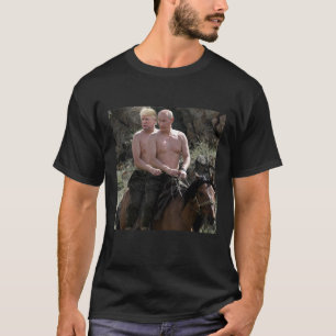 Putin Trump Riding Horse Ryssland Humor T Shirt