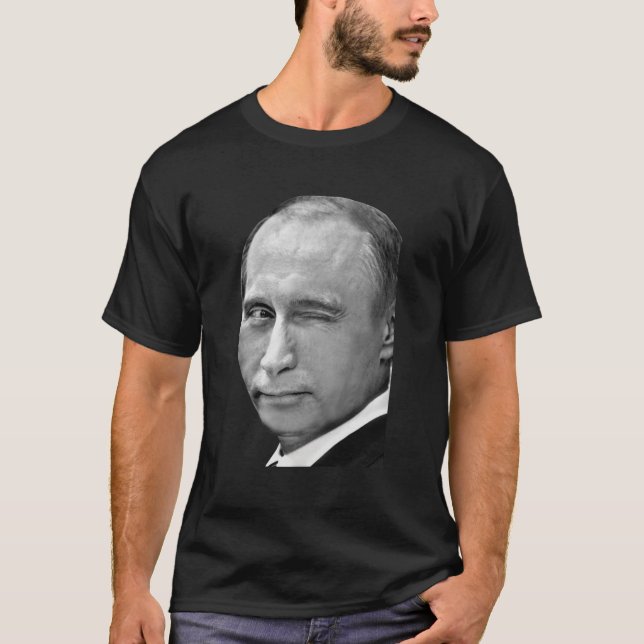 Putin Winking Porträtt Ryssland Politik T Shirt (Framsida)