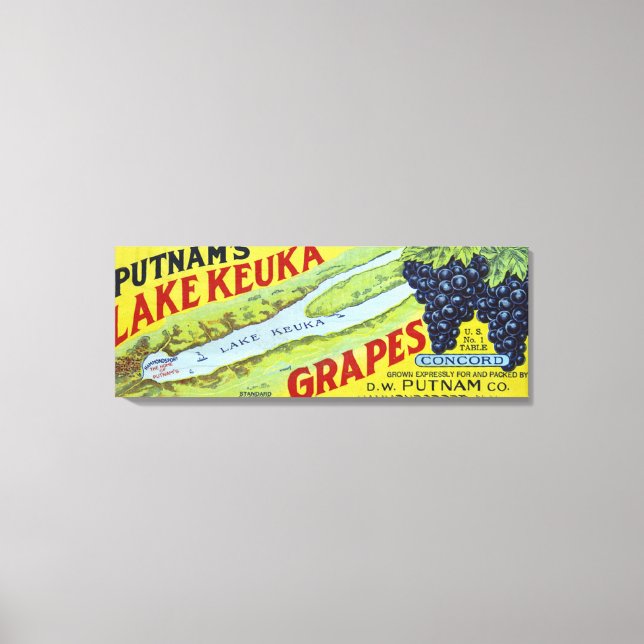 Putnam's Sjö Keuka Concord Grapes Label Canvastryck (Framsida)