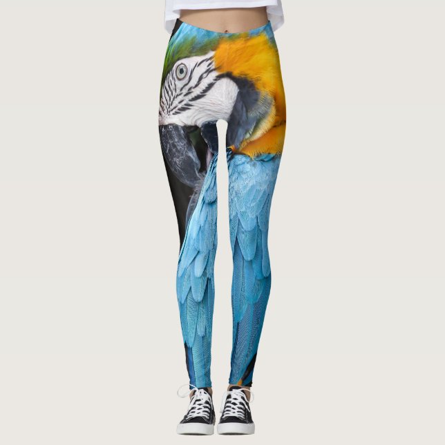 Putsa för blått- och gultMacaw Leggings (Framsida)
