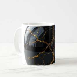 Putsade Obsidian Sphere med Veins of Molten Guld Kaffemugg