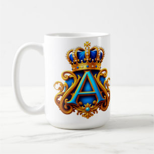 Putsat guld bokstav A med kronram design Kaffemugg