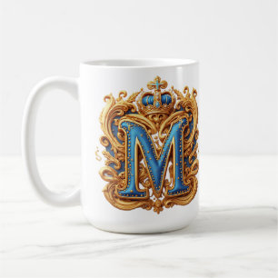 Putsat guld bokstav M med kronram design Kaffemugg
