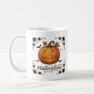 Putsat guldfärgad Jack-o'-Lantern Halloween-konst Kaffemugg