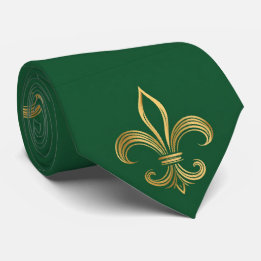 Putsning Guld Fleur-de-lis Mardi Gras Grön Karneva Slips