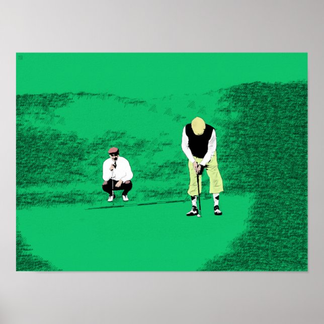 Putt - Original Golf Art-utskrift Poster (Framsidan)
