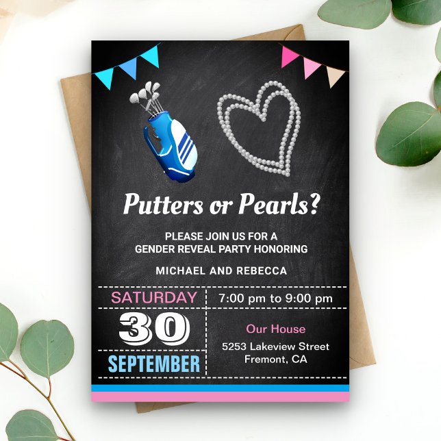 Putters eller pärlor Könsbestämningsfest Inbjudningar (Skapare uppladdad)
