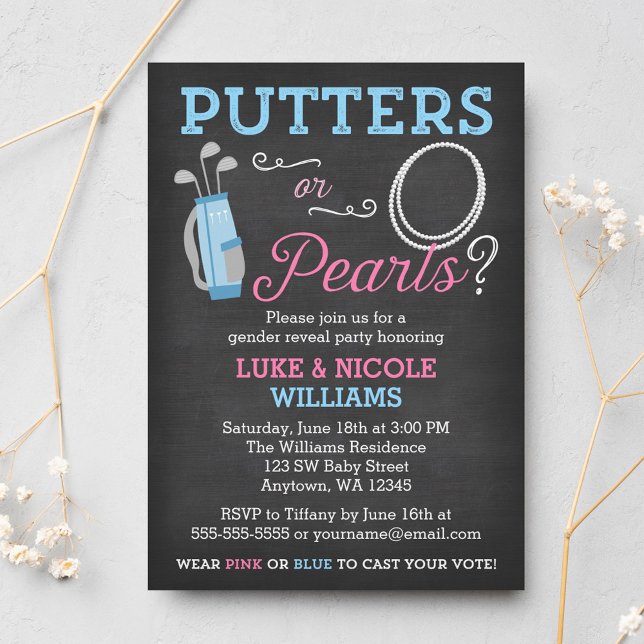 Putters eller Pearls Gender Reveal Party-inbjudan Inbjudningar (Skapare uppladdad)
