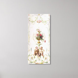 Putti amid bylten av blommor och löv canvastryck
