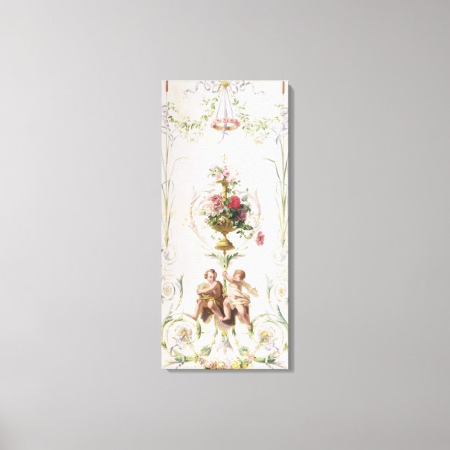 Putti-amid-svaggar av blommor och löv canvastryck (Framsida)