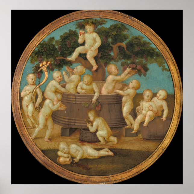 Putti med Vin Press - Raphael Fine Art Poster (Framsidan)