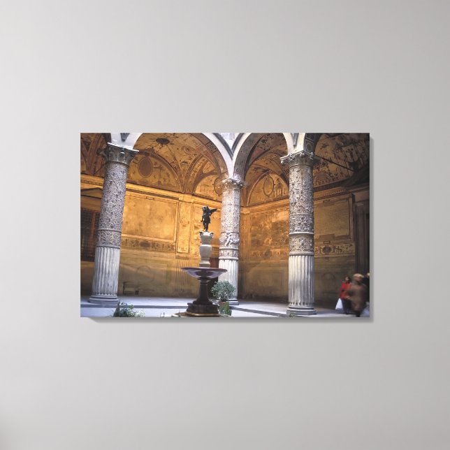 Putto med delfinkopia av Andrea del Canvastryck (Framsida)