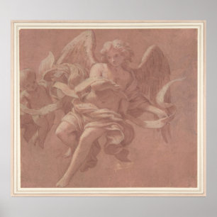 Putto och Angel Holding a Banderole Poster