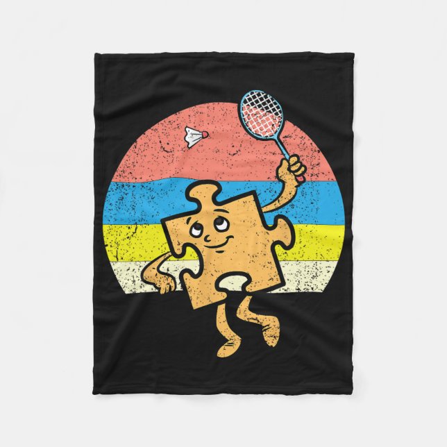 Puzzle Badminton Player Autism Awareness Autistic Fleecefilt (Framsidan)