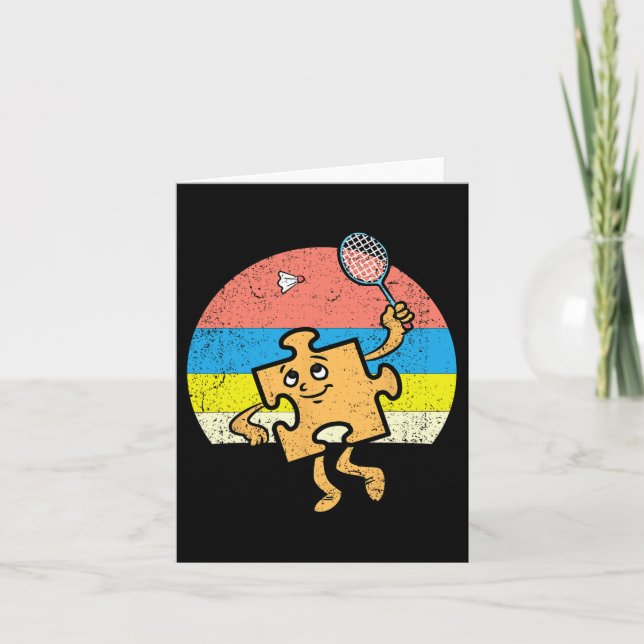 Puzzle Badminton Player Autism Awareness Autistic Kort (Framsida)
