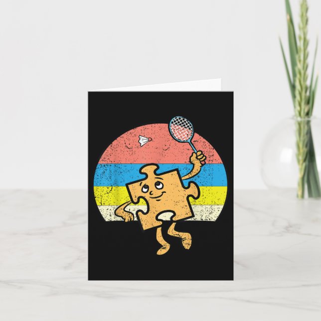 Puzzle Badminton Player Autism Awareness Autistic Kort (Framsida)