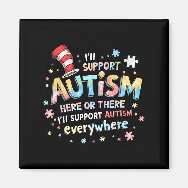Puzzle Biet I stöder Autism Awareness överallt Magnet (Framsidan)