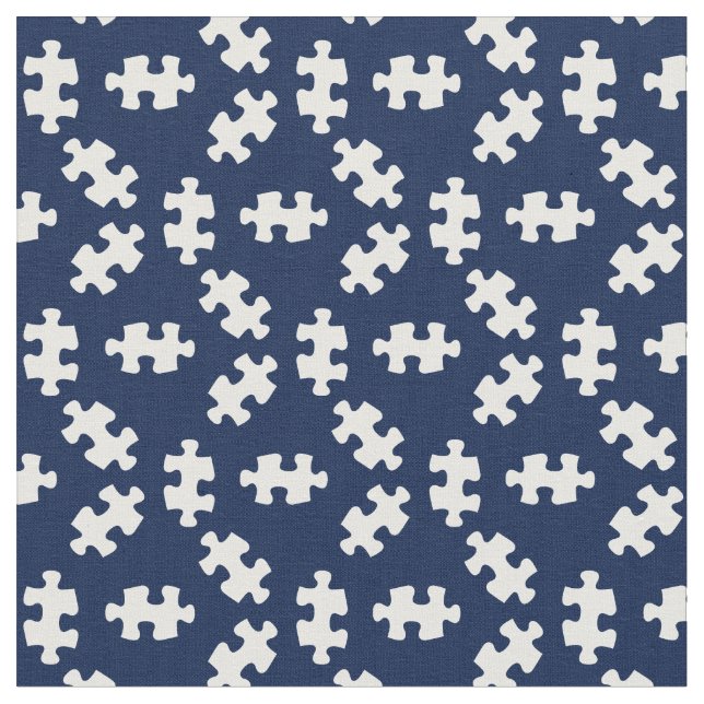 Puzzle Biet Midnight Blue och White Tyg (Närbild)