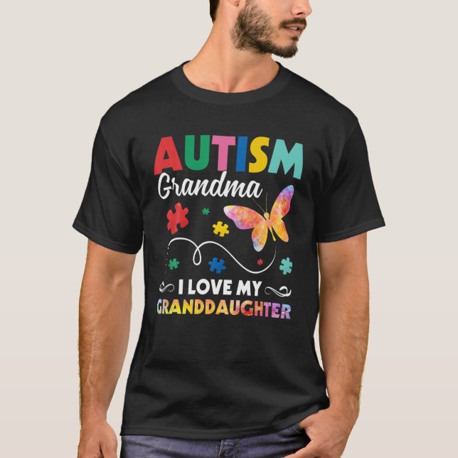 Puzzle Butterfly Autism Grandma I Kärlek My Grandd T Shirt (Framsida)