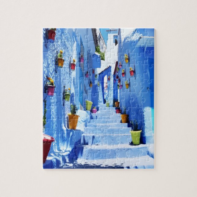 Puzzle “Calles Azules de Chefchaouen” – Marruecos Pussel (Vertikal)