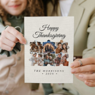 Puzzle Collage 6 Photo Canvas Happy thanksgiving Julkort