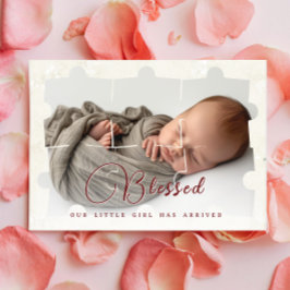 Puzzle Collage Baby Photo tillkännagivande för föd Meddelande