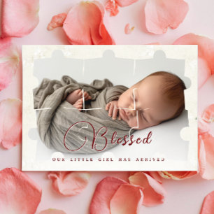 Puzzle Collage Baby Photo tillkännagivande för föd Meddelande