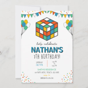Puzzle Cube Birthday Inbjudningar