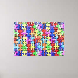 PUZZLE DELAR AUTISM 3-panelens väggkonst Canvastryck