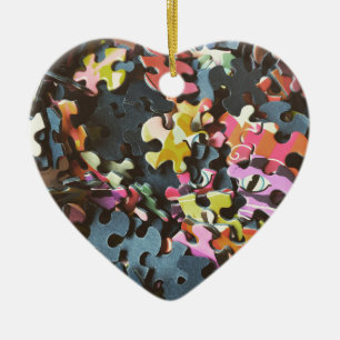 Puzzle Delar Hjärtformade prydnadsföremål Julgransprydnad Keramik