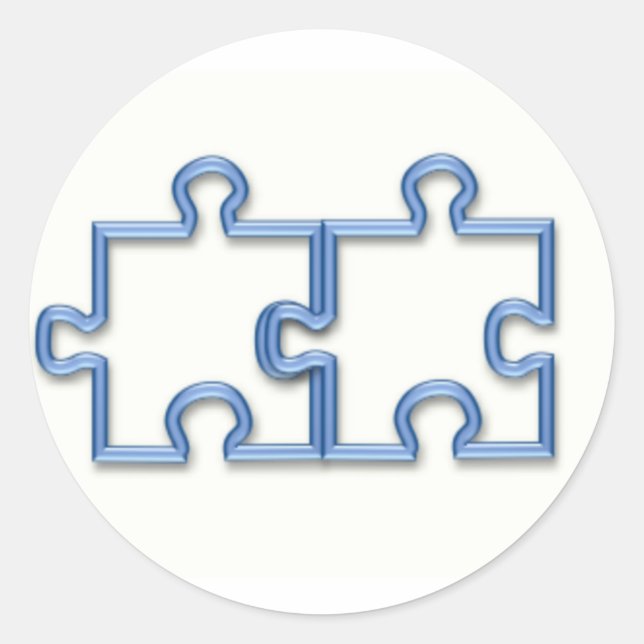 Puzzle Delar Sticker Runt Klistermärke (Framsida)