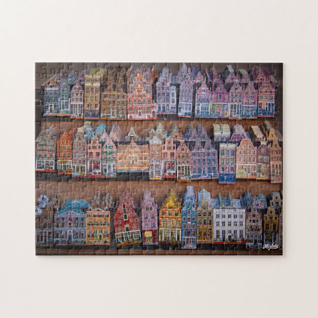 Puzzle "Fachadas de Ámsterdam" Pussel (Horisontell)