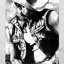 PUZZLE FÖR MANAR 11x14 COWBOY i vacker giftbox