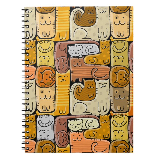 Puzzle Funny Cats House Seamless Anteckningsbok (Framsidan)