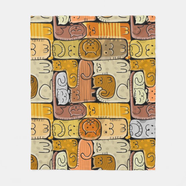 Puzzle Funny Cats House Seamless Fleecefilt (Framsidan)