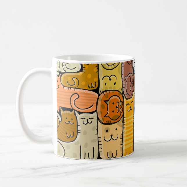 Puzzle Funny Cats House Seamless Kaffemugg (Vänster)