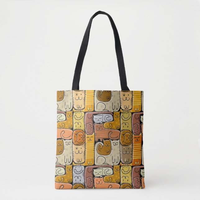 Puzzle Funny Cats House Seamless Tygkasse (Framsida)