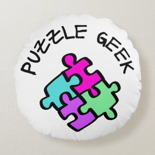 Puzzle Geek Rund Kudde (Framsidan)