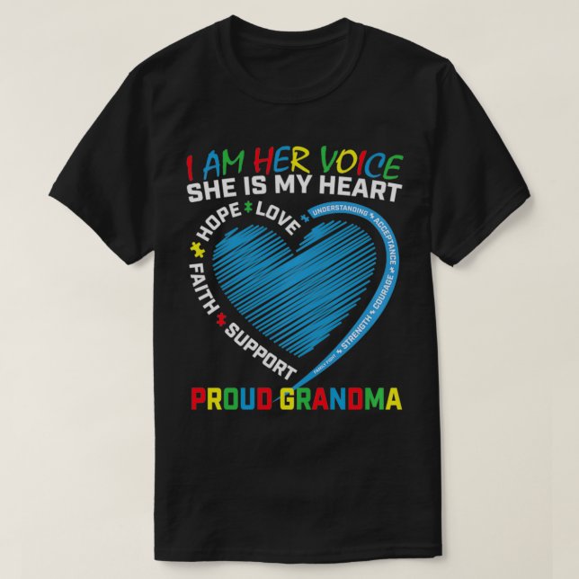 Puzzle Grandma I Wear Blue Granddaughter Autism Aw T Shirt (Design framsida)