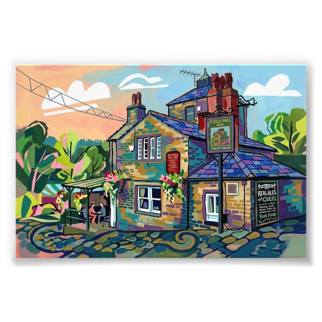 Puzzle Hall Inn, Sowerby Bridge konsttryck Fototryck (Framsidan)