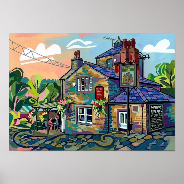 Puzzle Hall Inn, Sowerby Bridge konsttryck Poster (Framsidan)