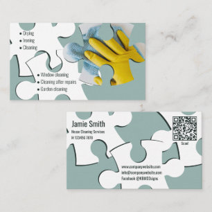 Puzzle House Städning Service Grått Affärskort Visitkort