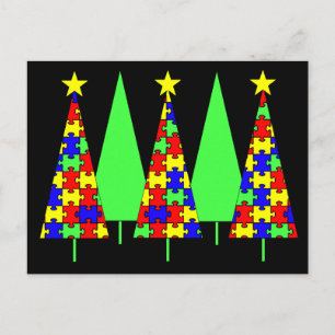 Puzzle Julgranar - Känsla till autism Helg Vykort