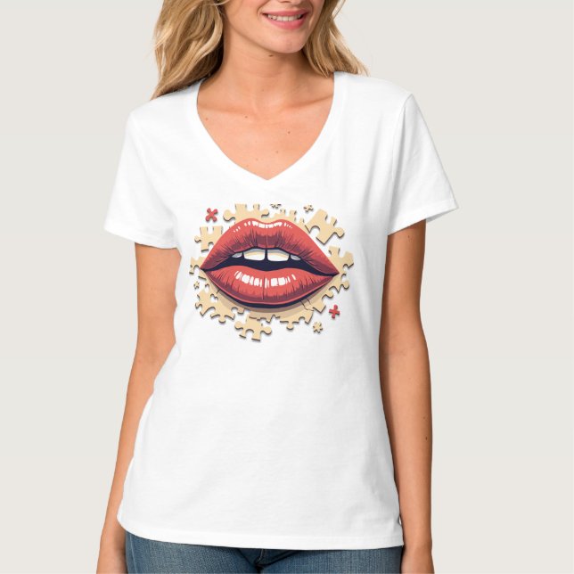Puzzle Läppar T Shirt (Framsida)